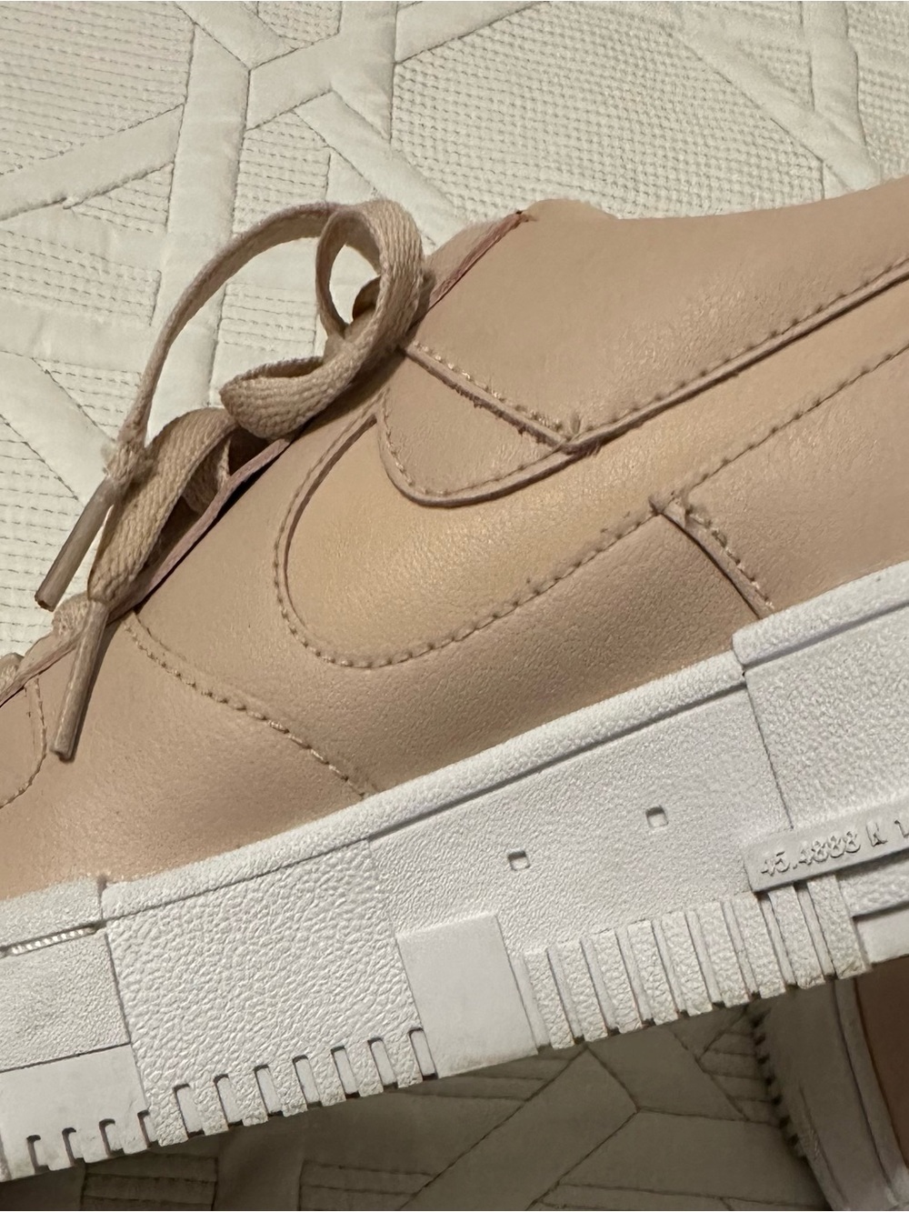 Nike Air Force One Blush Beige Platform Sneakers - Picture 6 of 9